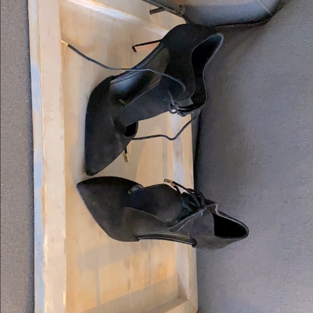 Brian Atwood black suede pointy shoes